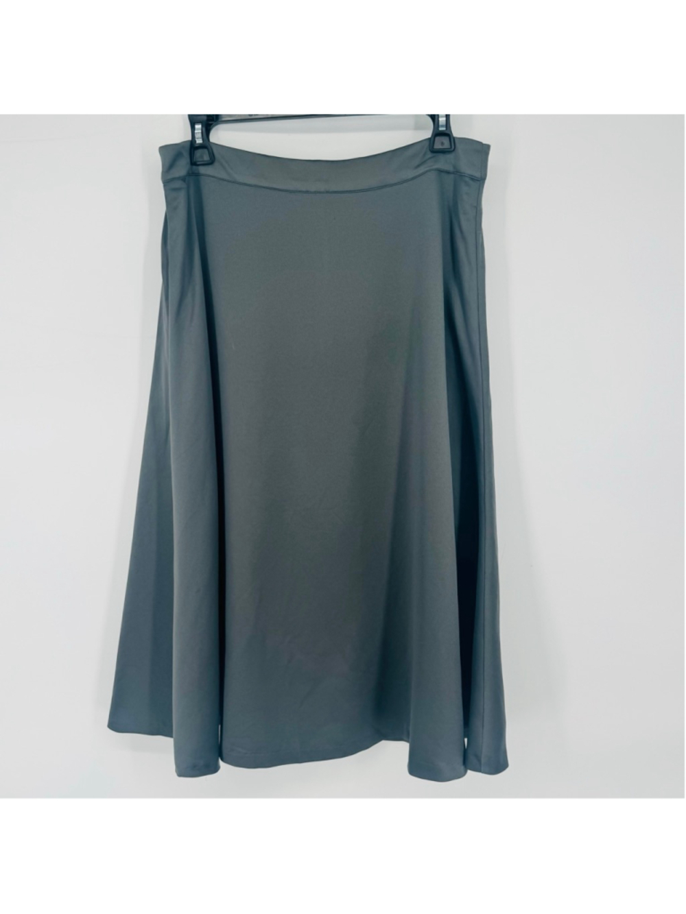 Ann Taylor Satin Midi A-Line Skirt Size 8 Gray Green